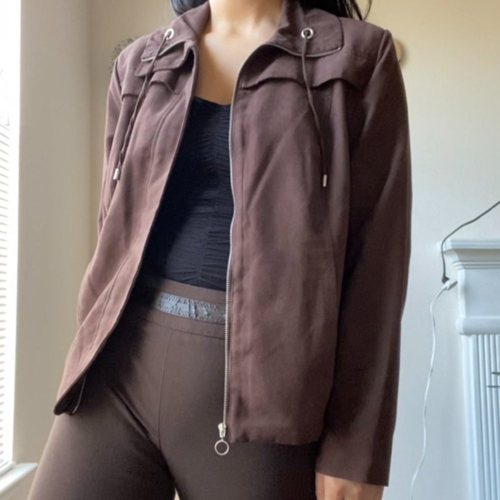 VINTAGE BROWN ZIP UP JACKET